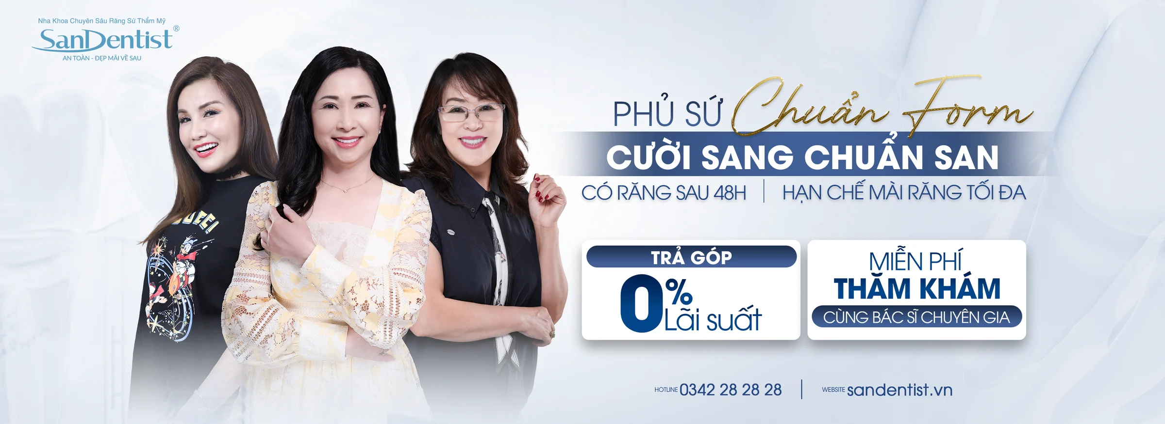 Bảng giá răng sứ 2026 - phủ sứ chuẩn form, cười sang chuẩn San tại San Dentist
