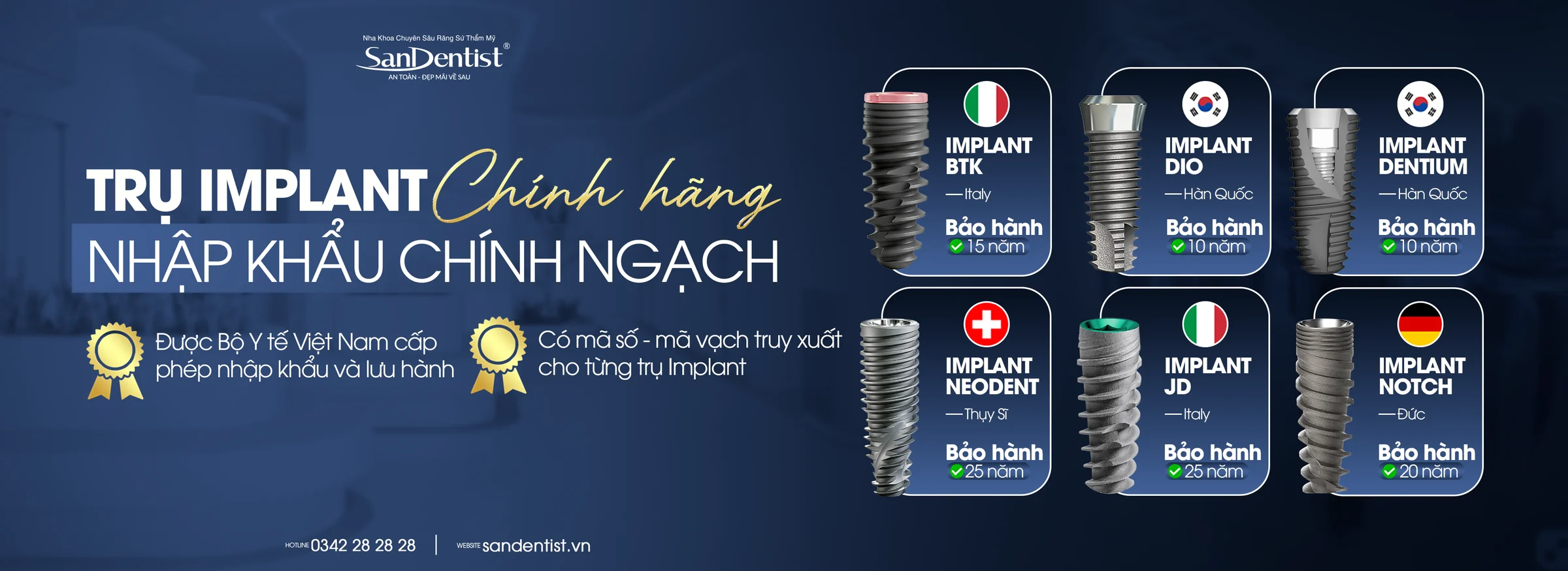 Dental Implant Price List 2026 - Genuine Imported Implant Posts at San Dentist