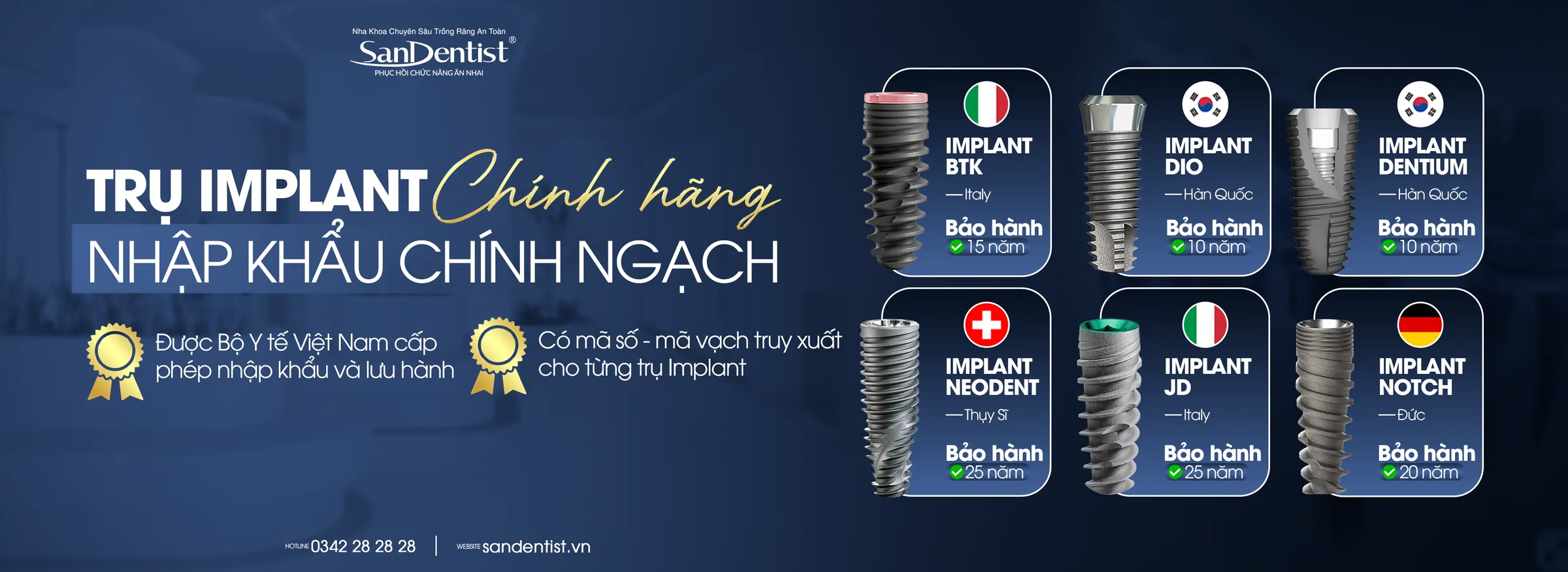 Trụ Implant chính hãng nhập khẩu chính ngạch tại San Dentist