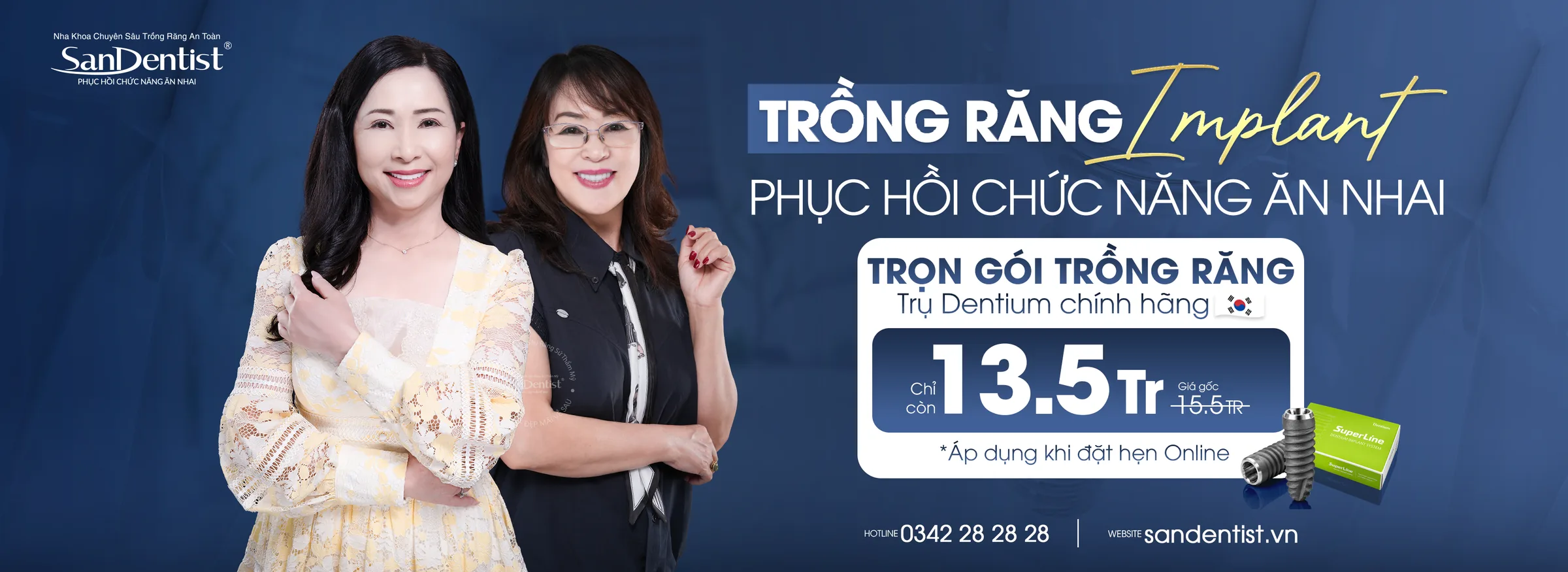 Trọn gói trồng răng Implant Dentium chính hãng tại San Dentist